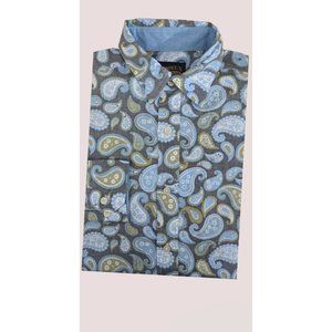 CRÉMIEUX Gray Paisley Long Sleeve Shirt Size S EC